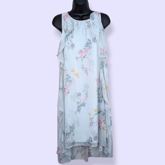 Ted Baker London Blue Floral Chiffon Dress - Picture 1 of 7